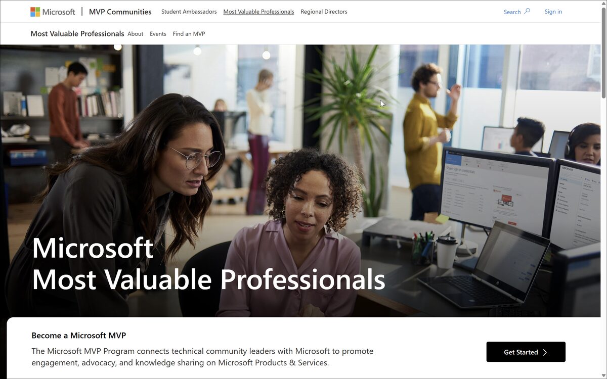 The Microsoft MVP program page
