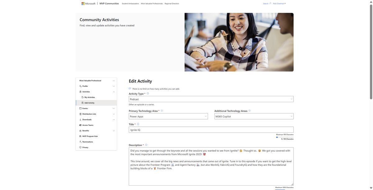 Logging contributions in the portal