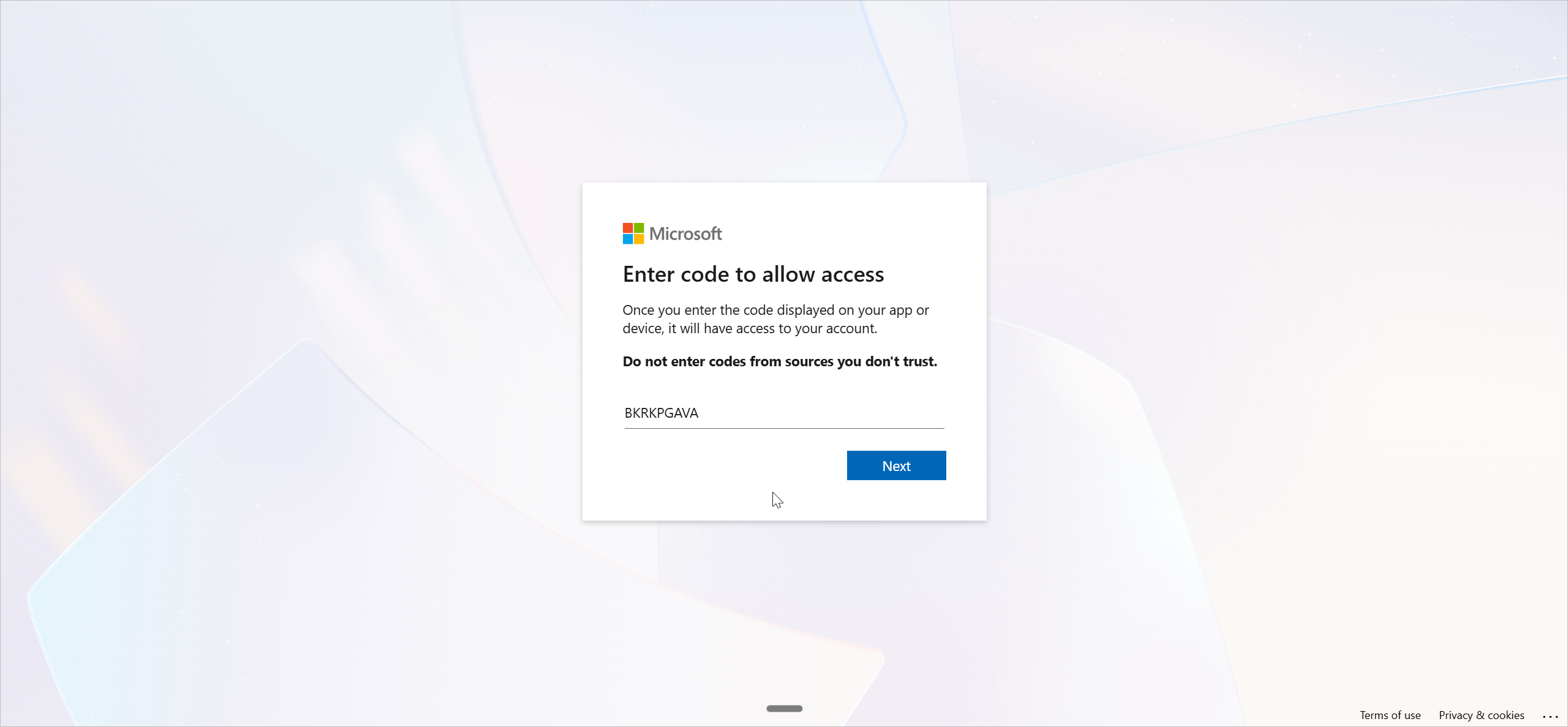 Signing in to the Dataverse CLI with a device code