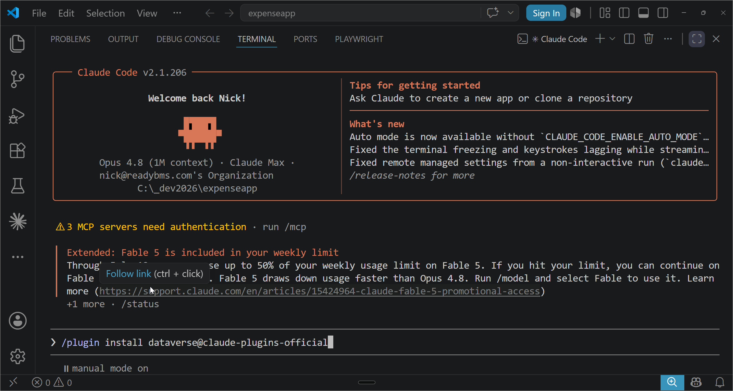 Claude Code running in the terminal