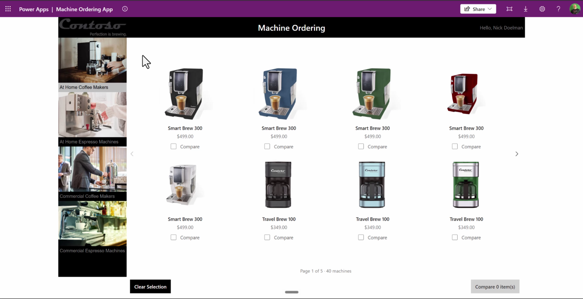 Code app main screen with machine list